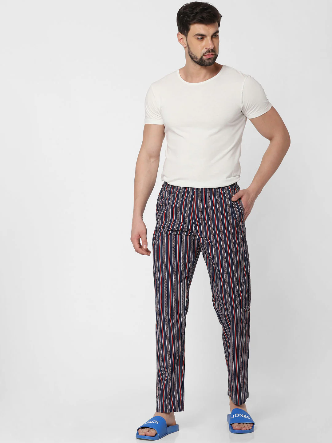 Navy Blue Striped Pyjama