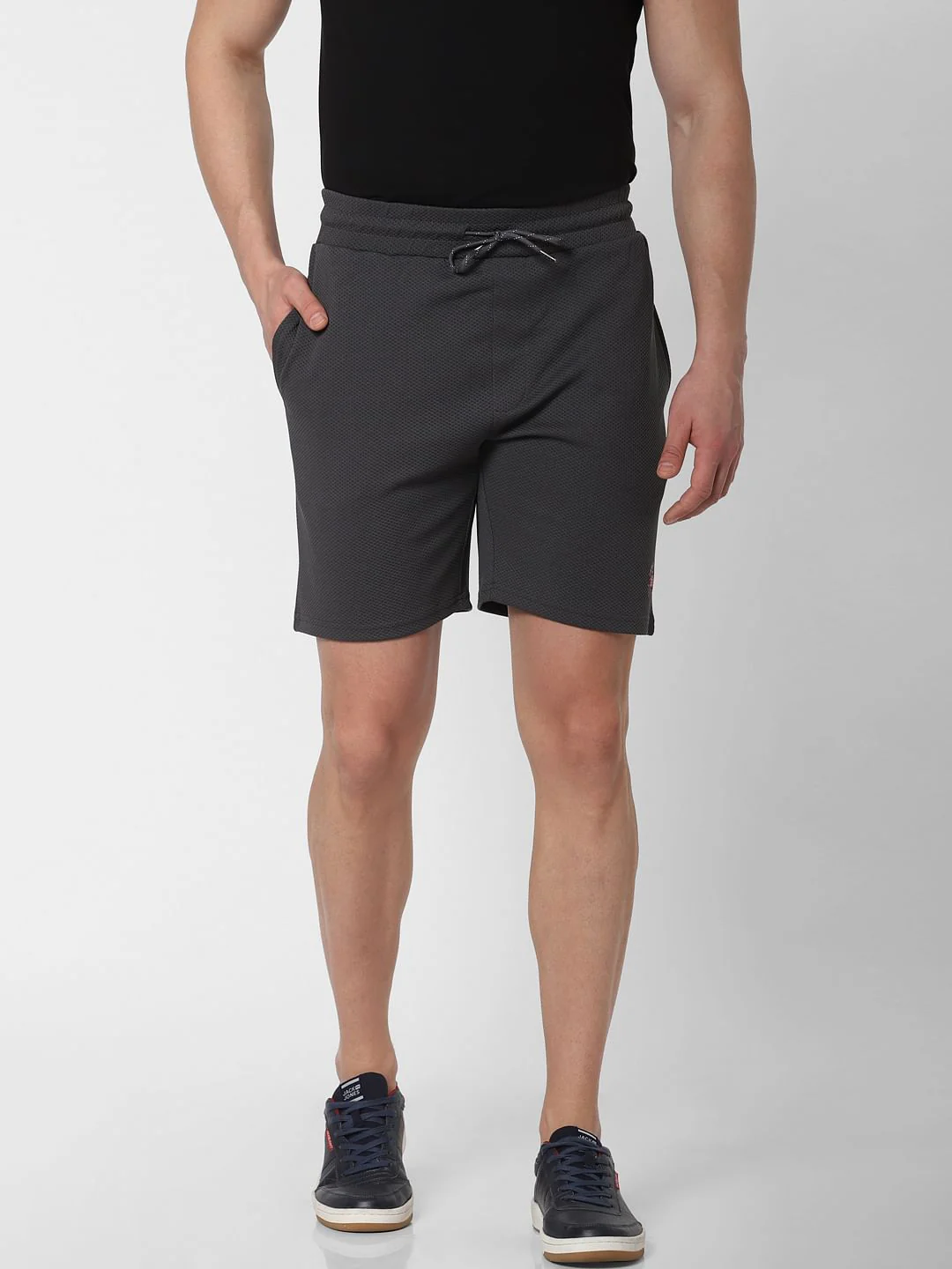 Dark Grey Logo Print Sweatshorts - Image 2