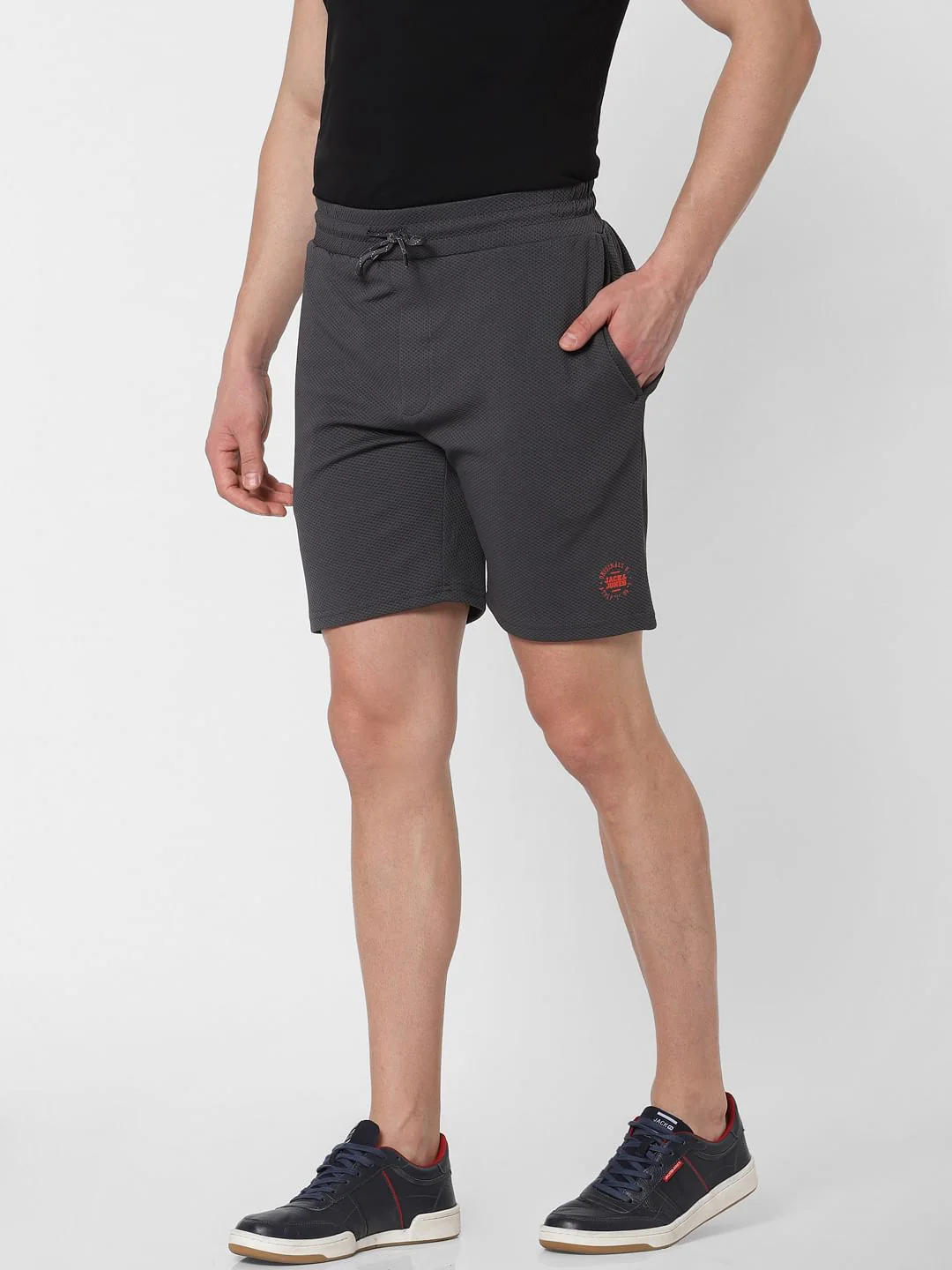 Dark Grey Logo Print Sweatshorts - Image 3