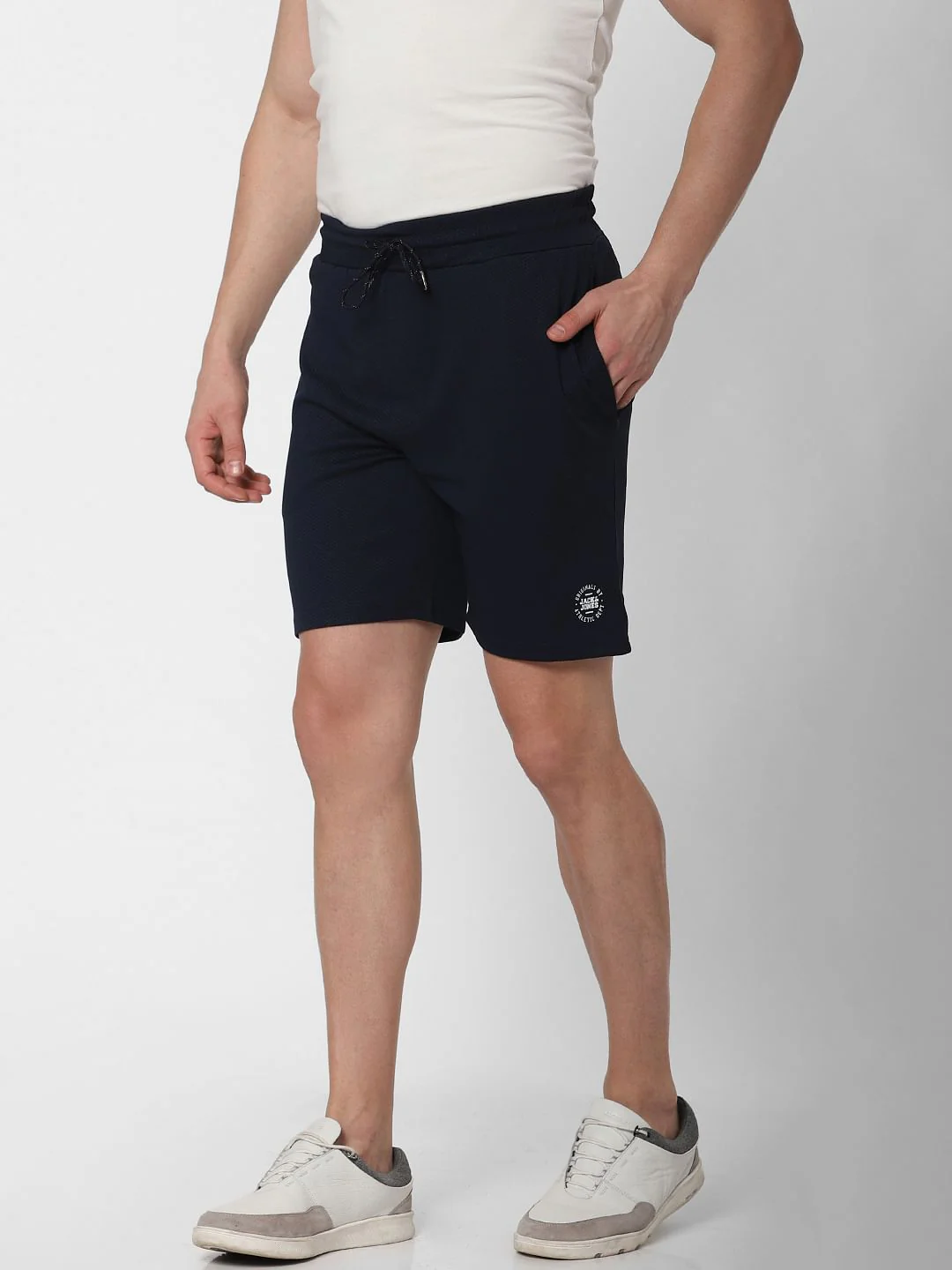 Navy Blue Logo Print Sweatshorts - Image 3