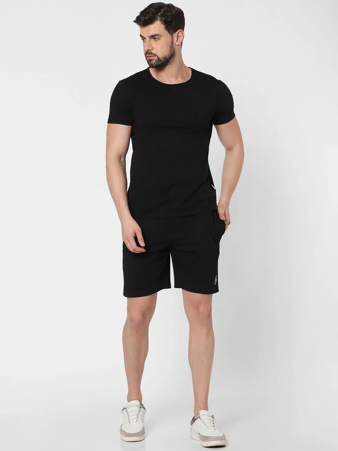 Black Logo Print Sweatshorts - Image 2
