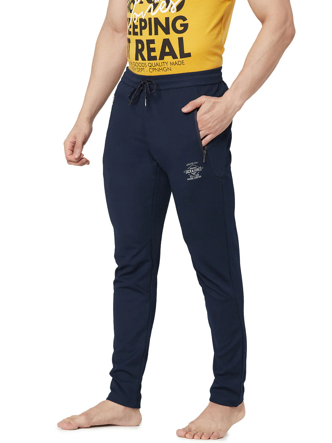 Dark Blue Low Rise Trackpants - Image 2