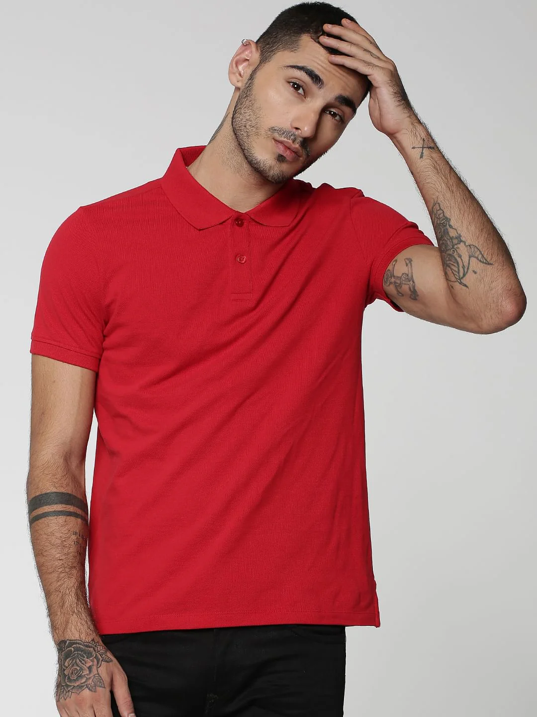 Bright Red Cotton Polo