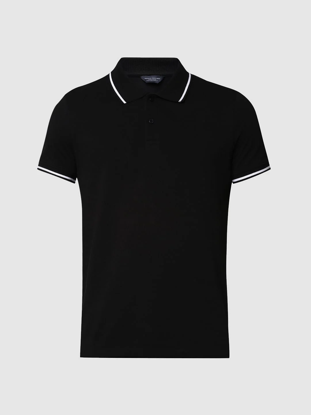 Black Contrast Tipping Polo Neck T-shirt - Image 6