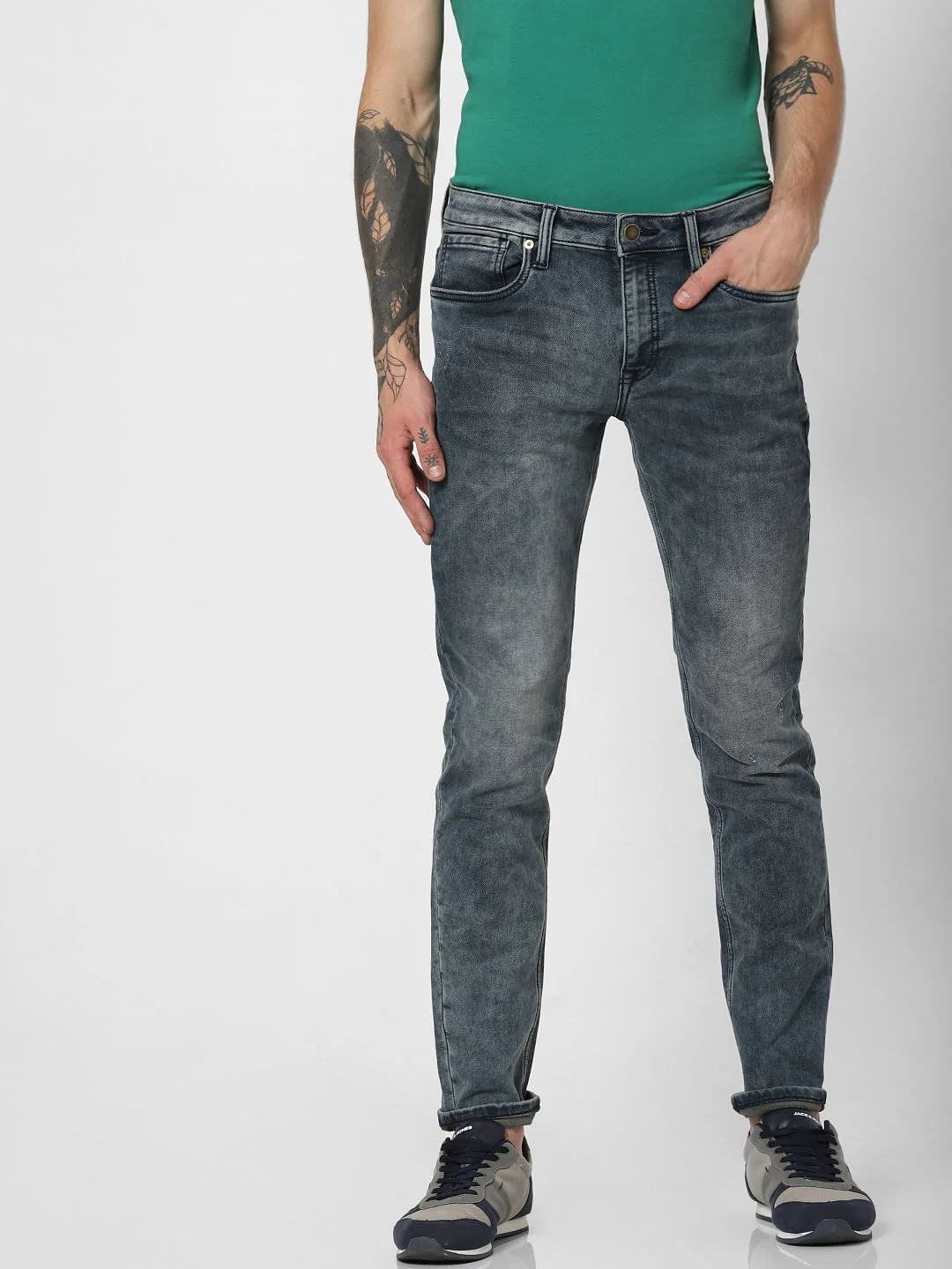 Blue Low Rise Heavily Faded Glenn Slim Jeans - Image 2