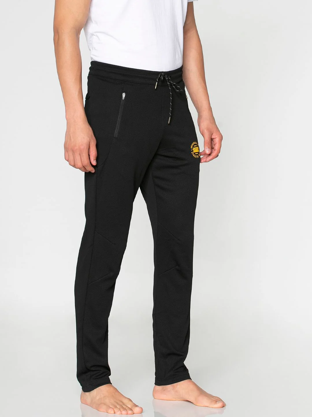 Black Textured Trackpants - Image 4