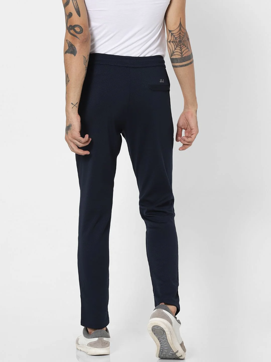 Navy Blue Textured Trackpants - Image 3