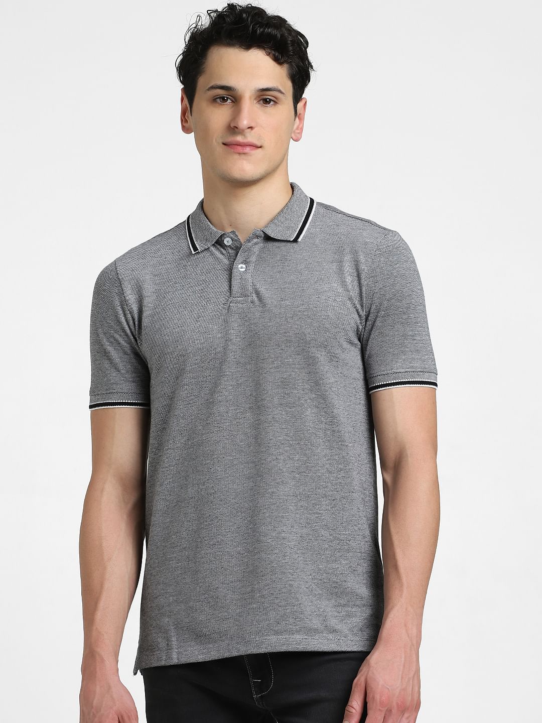 Black Cotton Polo T-shirt - Image 2