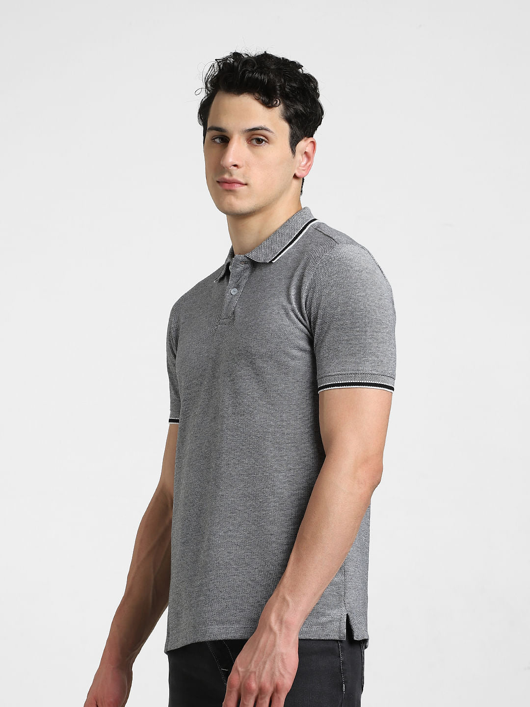 Black Cotton Polo T-shirt - Image 3