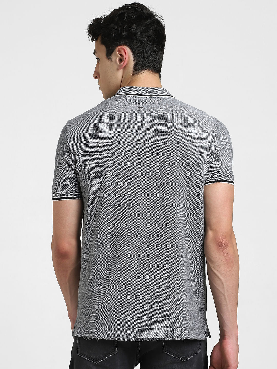 Black Cotton Polo T-shirt - Image 4