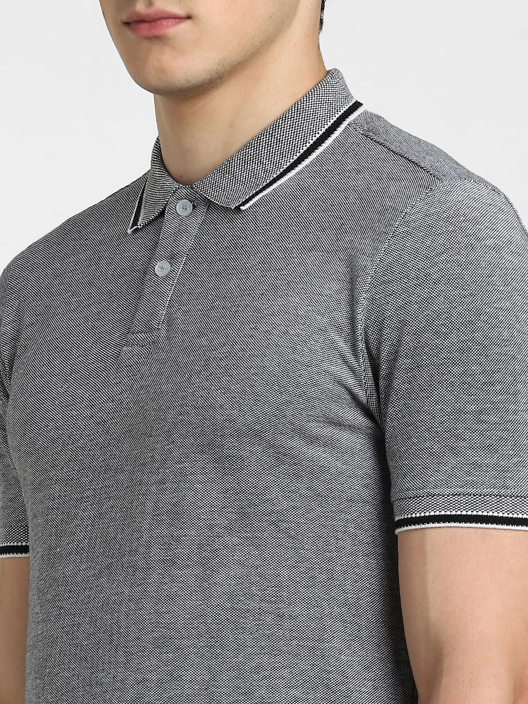Black Cotton Polo T-shirt - Image 5