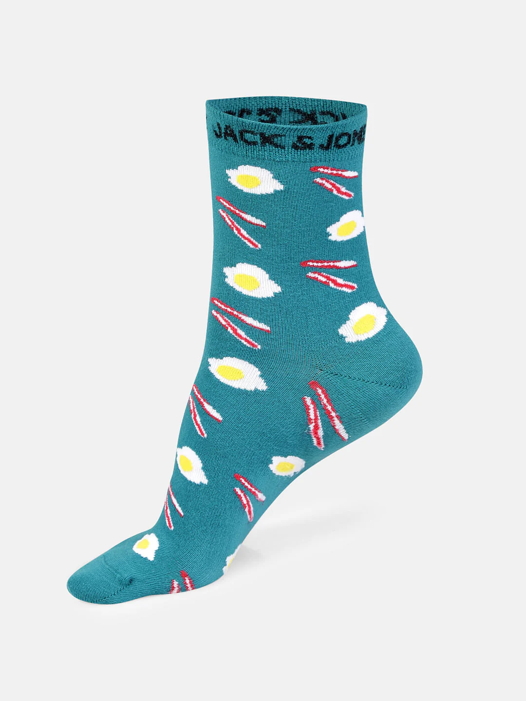 Teal Printed Mid Calf Length Socks