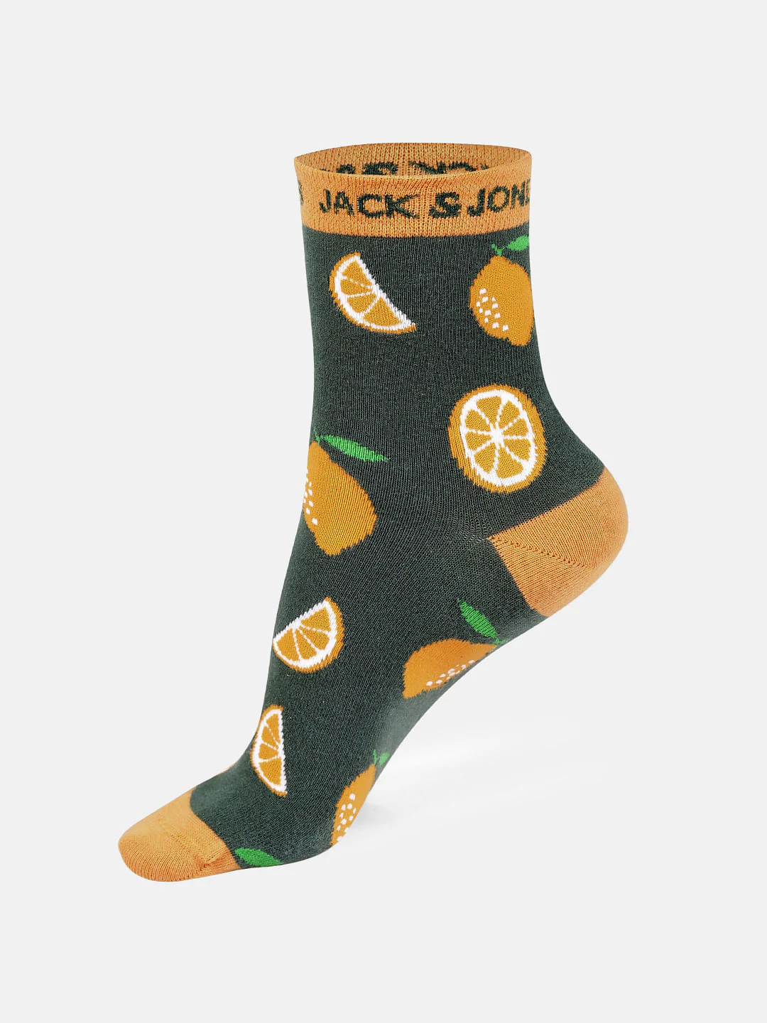Green Printed Mid Calf Length Socks