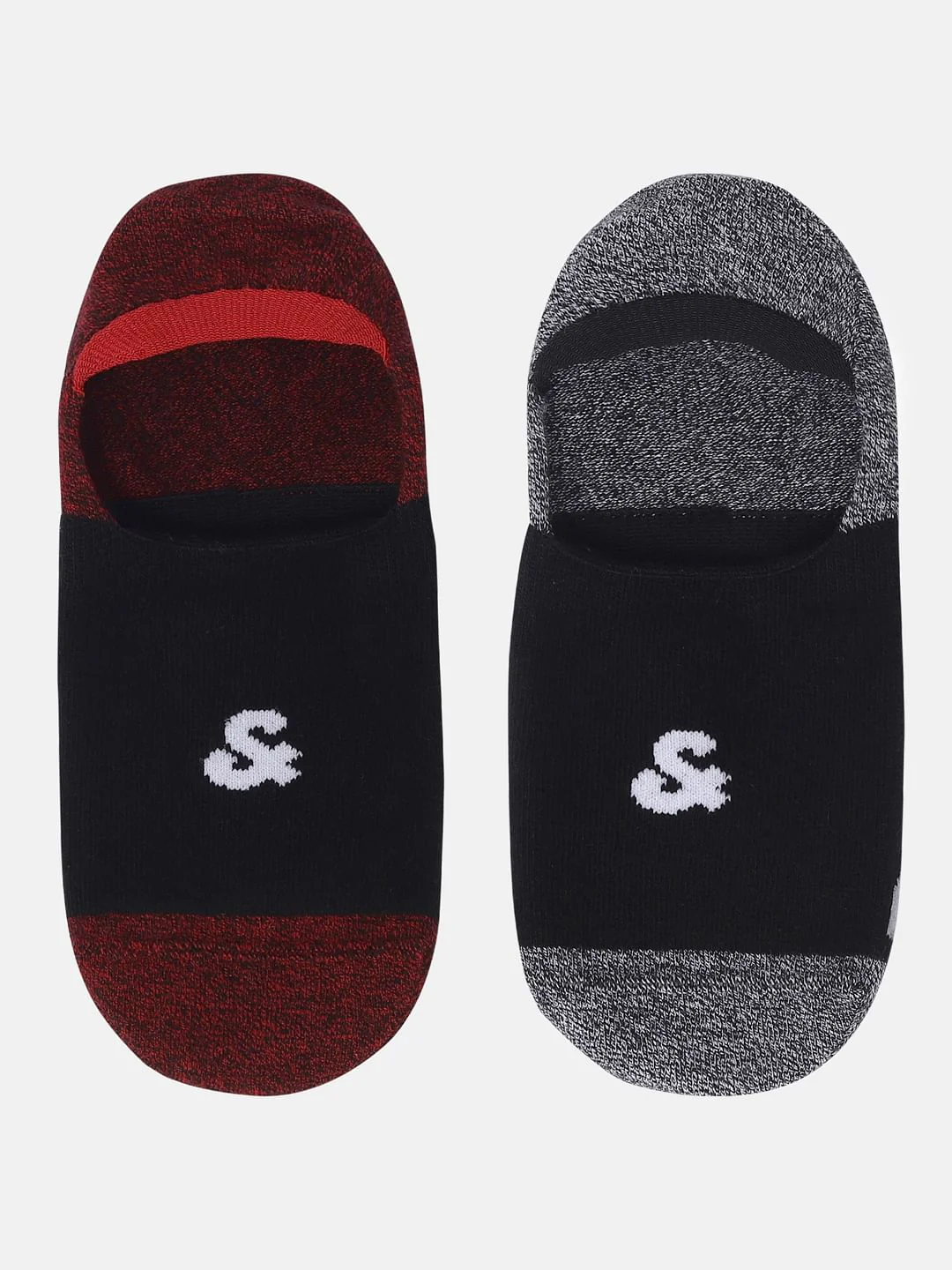 Pack of Two No Show Socks - Dark Grey & Red - Image 4