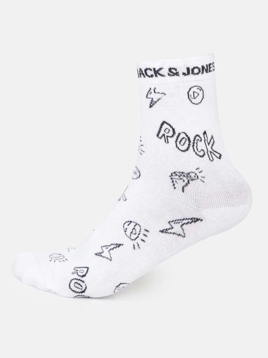 White Printed Mid Calf Length Socks - Image 2