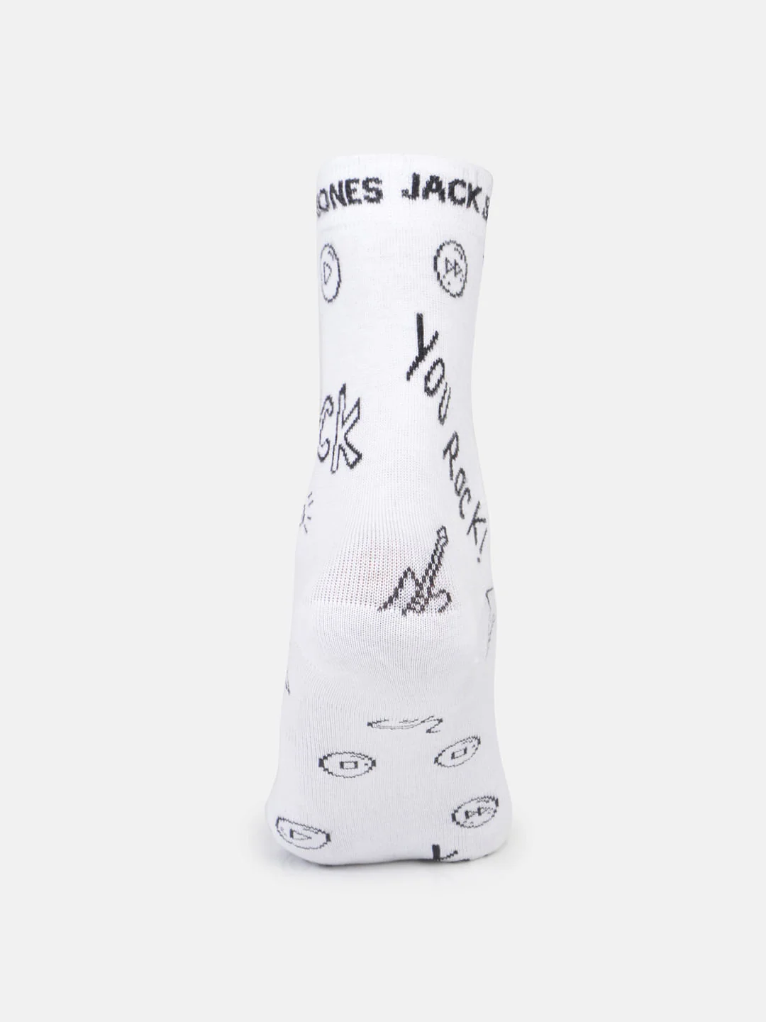 White Printed Mid Calf Length Socks - Image 3