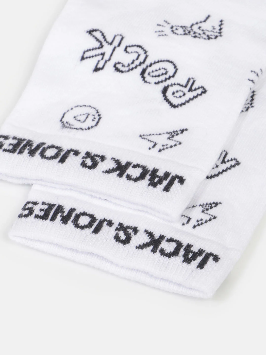 White Printed Mid Calf Length Socks - Image 4