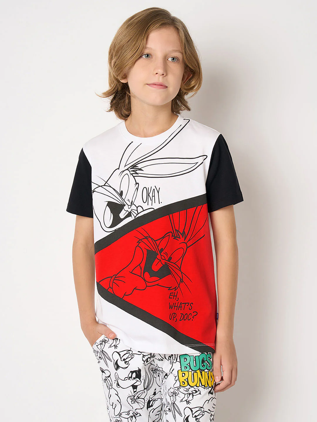 Looney Tunes White Bugs Bunny Colourblocked T-shirt - Image 2