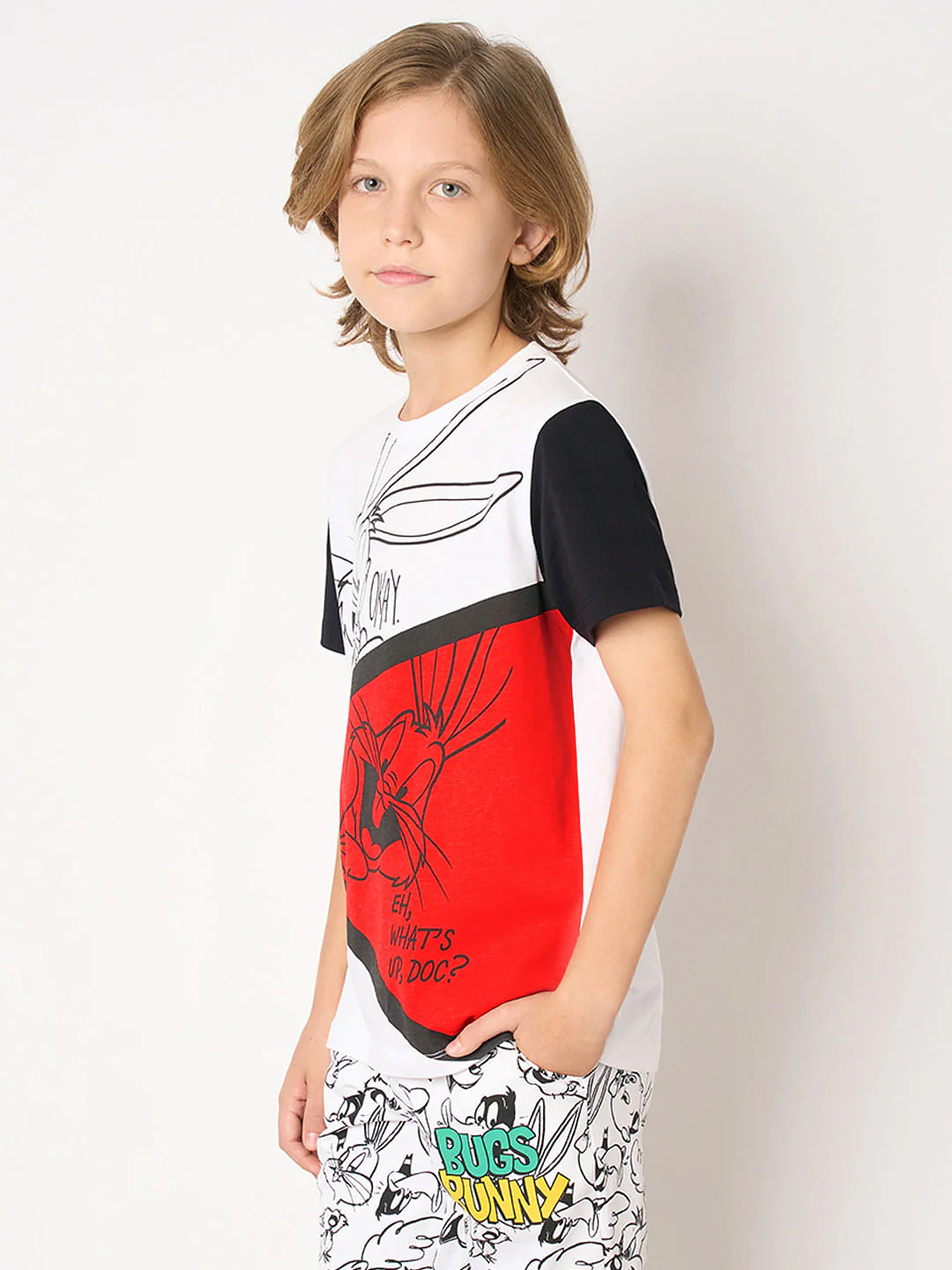 Looney Tunes White Bugs Bunny Colourblocked T-shirt - Image 3