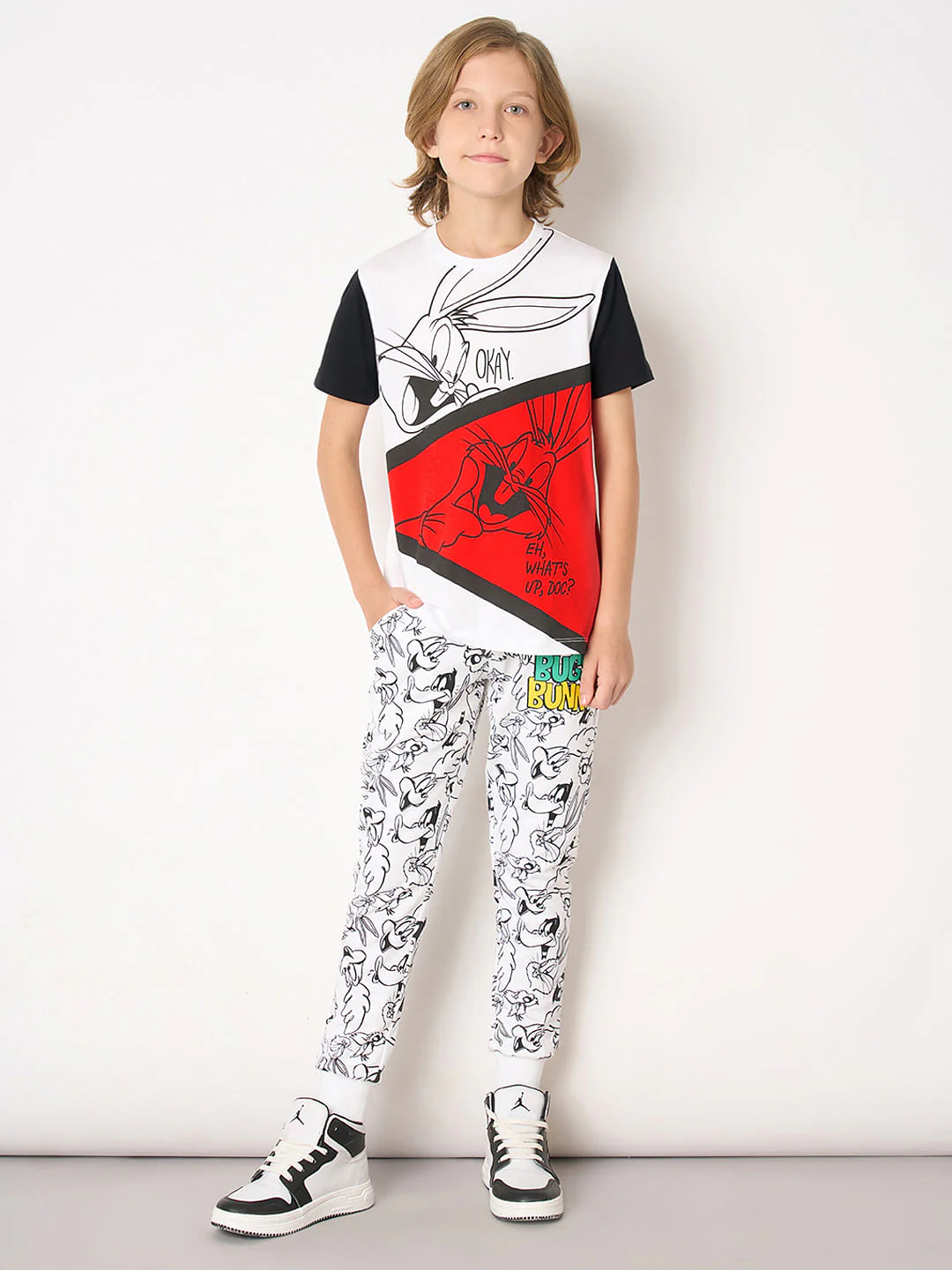 Looney Tunes White Bugs Bunny Colourblocked T-shirt - Image 5