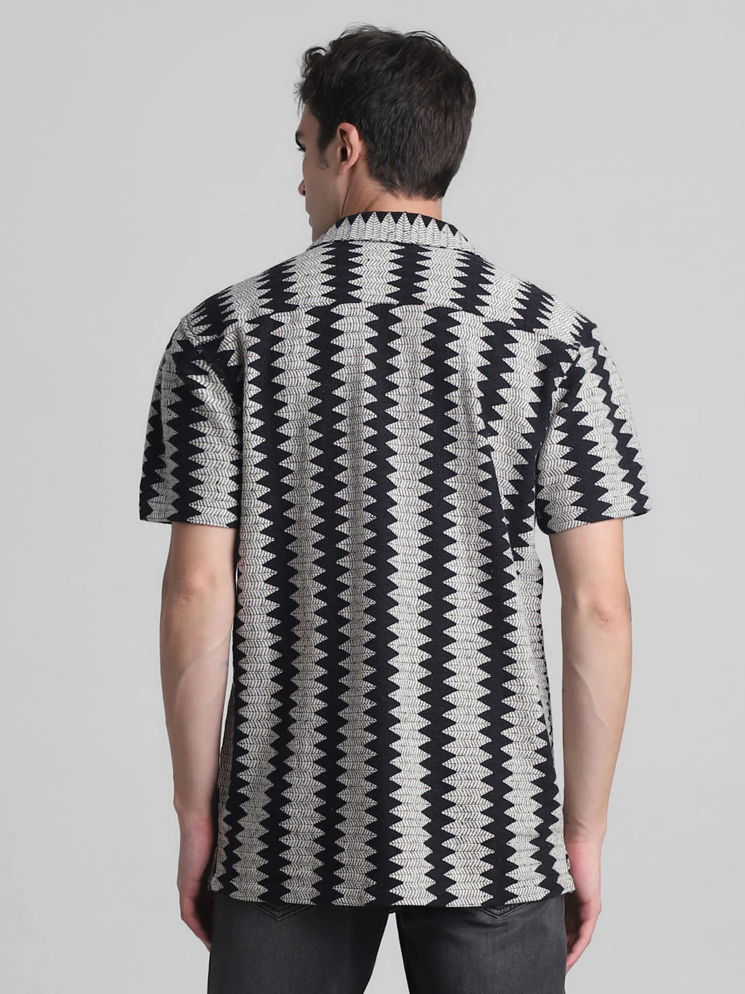 Black Printed Jacquard Shirt - Image 4