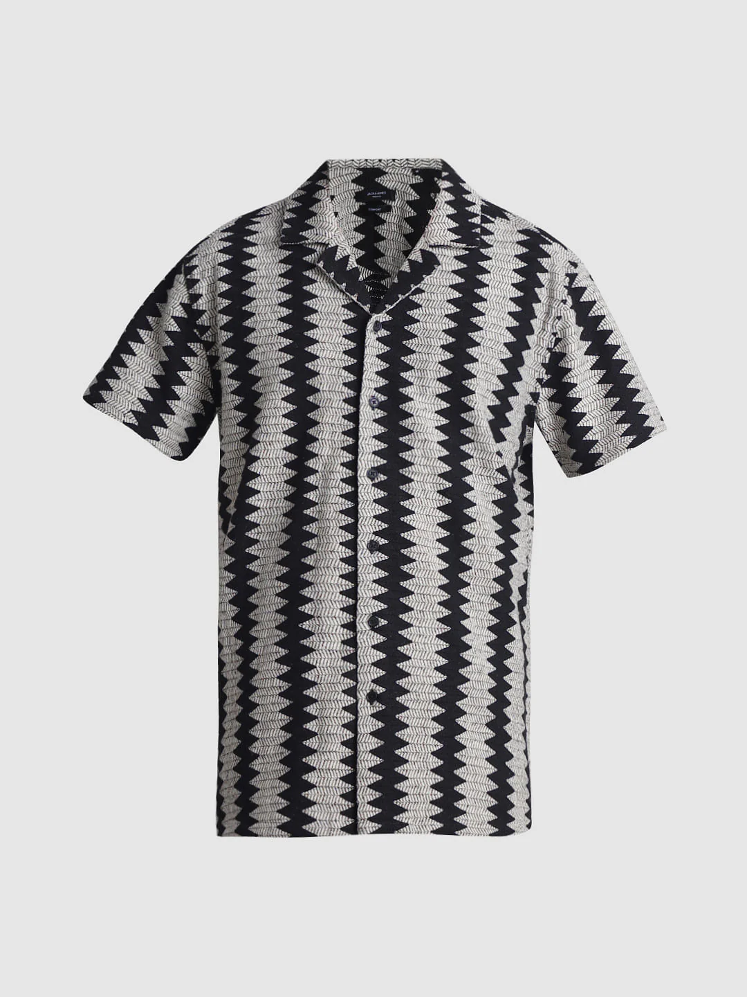 Black Printed Jacquard Shirt - Image 7