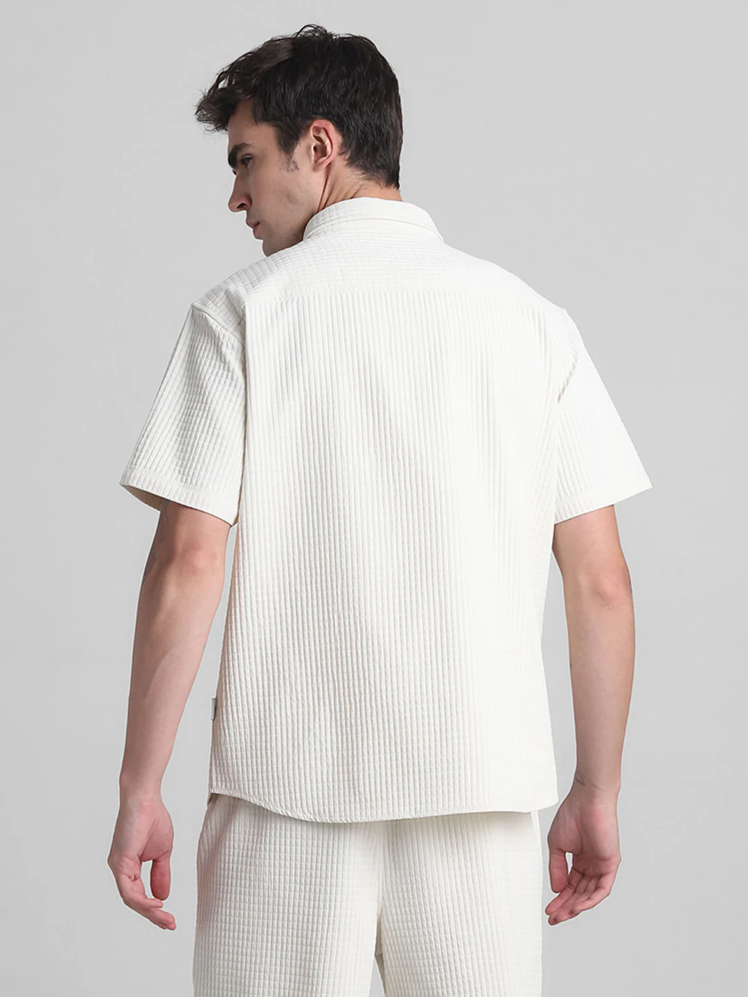 White Dobby Co-ord Set Shirt - Image 4