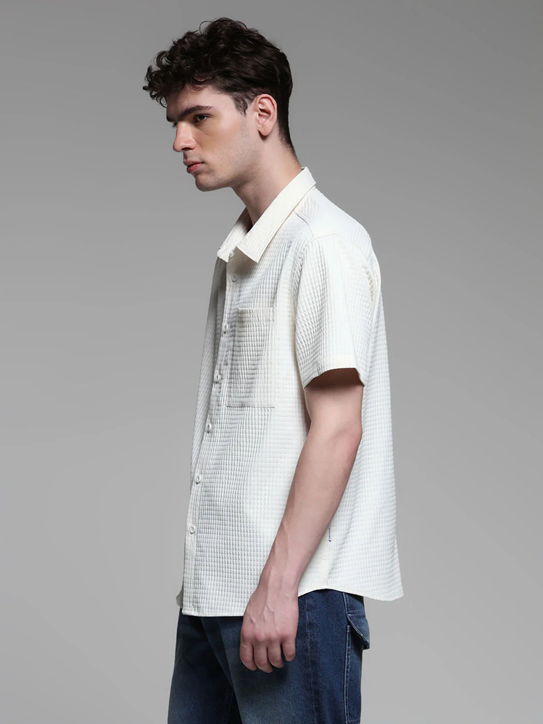 WHITE DOBBY CHECK SHIRT - Image 3