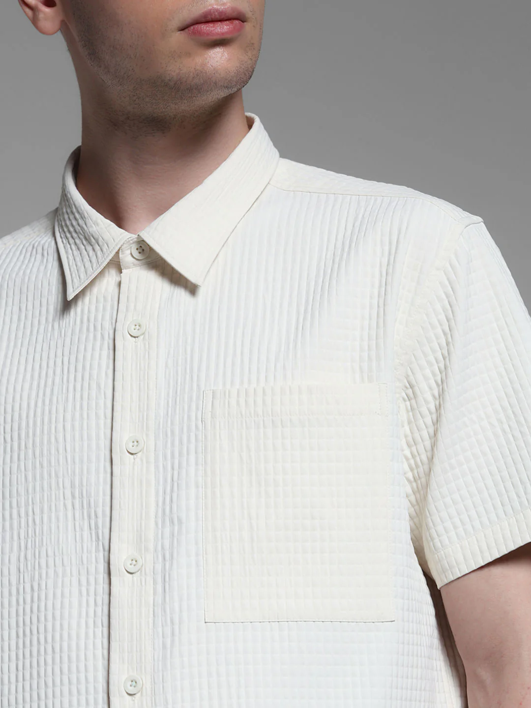 WHITE DOBBY CHECK SHIRT - Image 5