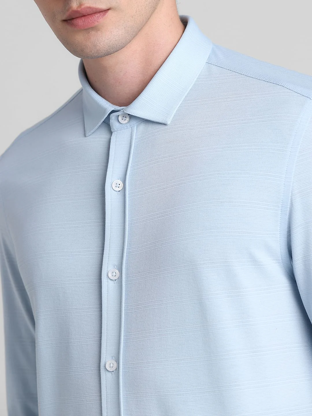 Light Blue Knitted Full Sleeves Shirt - Image 5