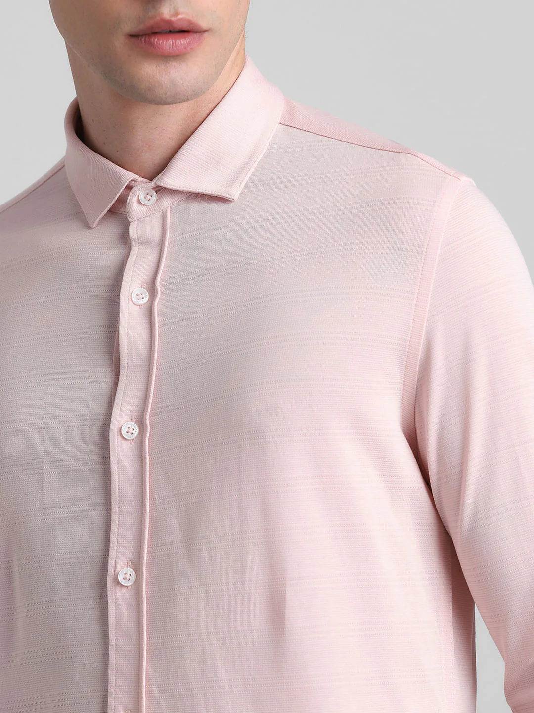 Light Pink Knitted Full Sleeves Shirt - Image 5