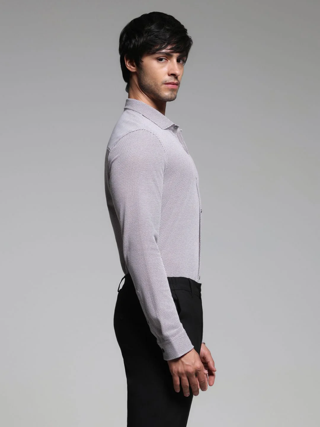 Burgundy Dobby Full Sleeves Shirt - Image 3