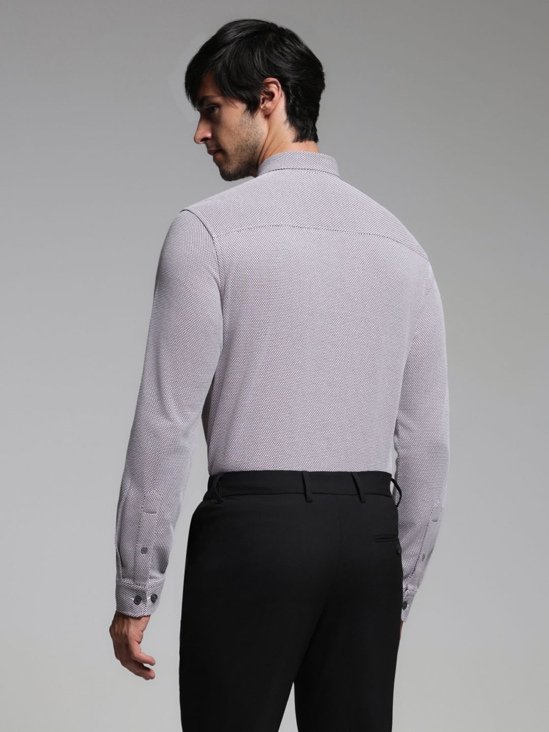 Burgundy Dobby Full Sleeves Shirt - Image 4