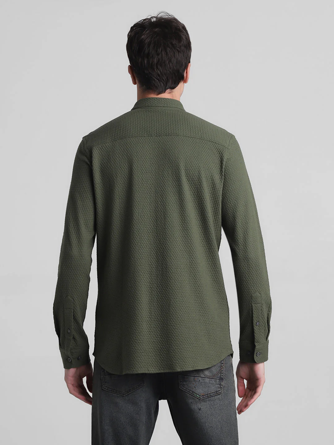 Olive Dobby Full Sleeves Shirt - Image 9