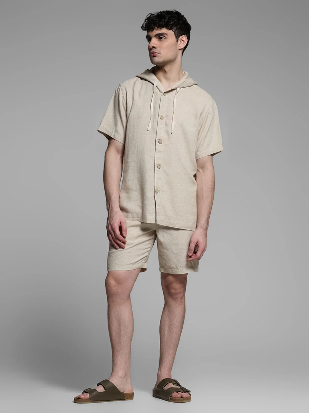 Beige Hooded Co-ord Set Shirt - Image 6