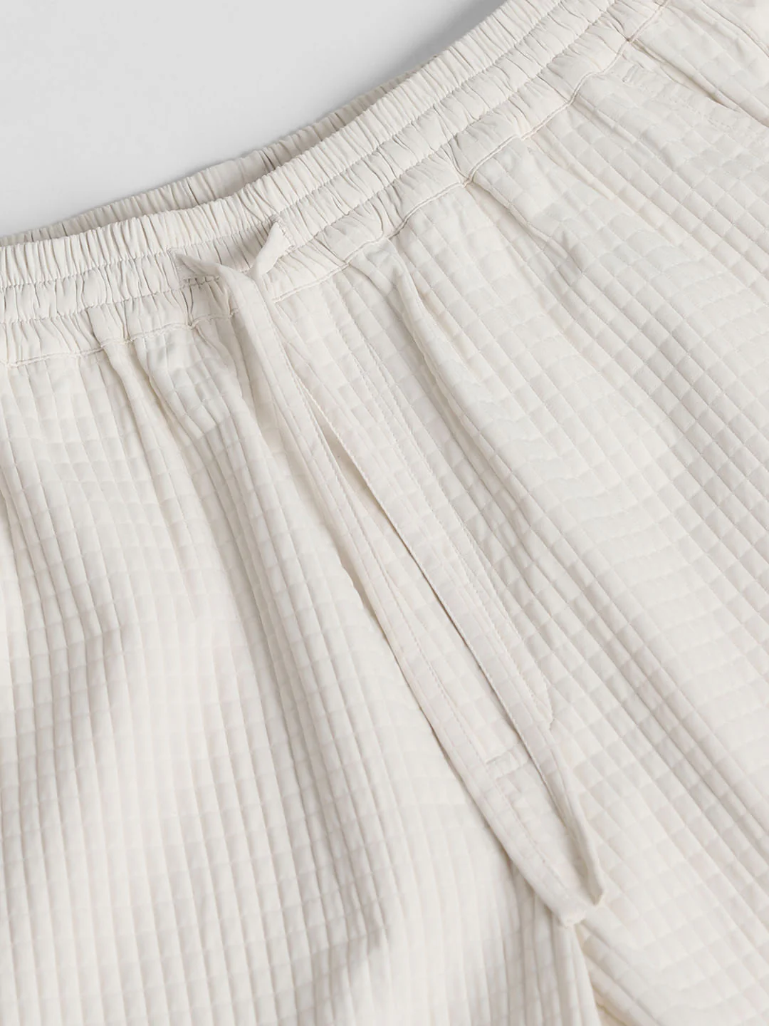 White Dobby Co-ord Set Shorts - Image 5