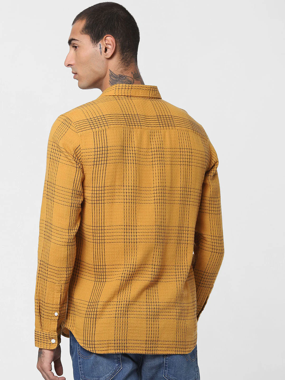 Mustard Printed Full Sleeves Shirt - Image 4