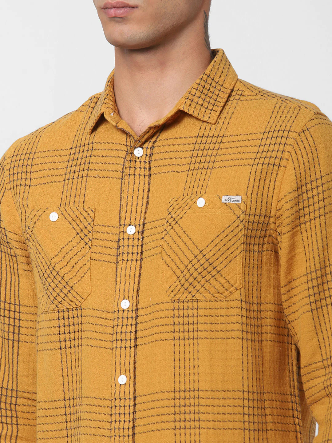 Mustard Printed Full Sleeves Shirt - Image 5