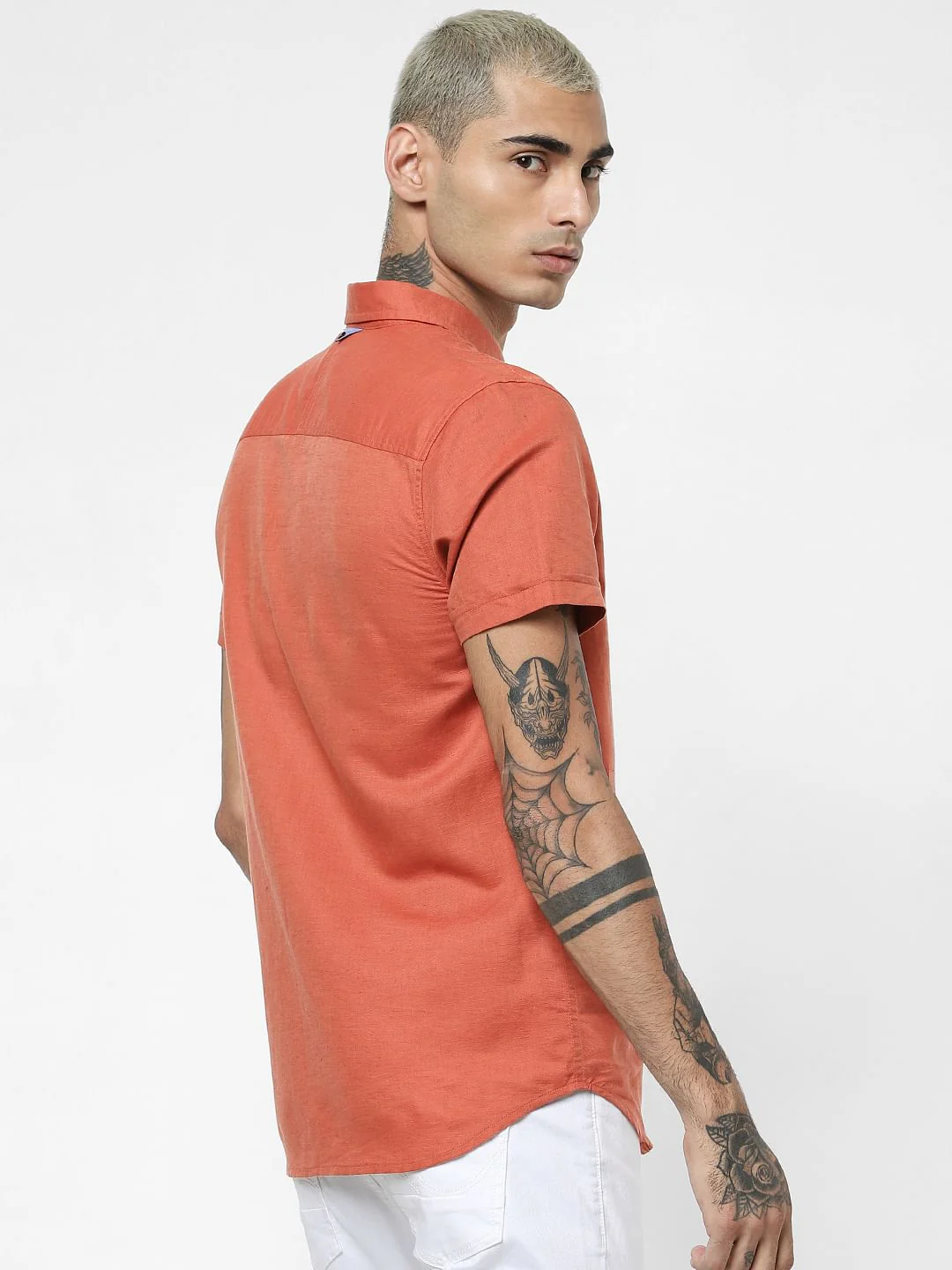 Rust Linen Short Sleeves Shirt - Image 4