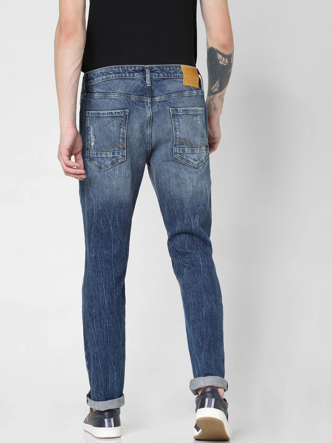 Blue Low Rise Distressed Tim Anti Fit Jeans - Image 4