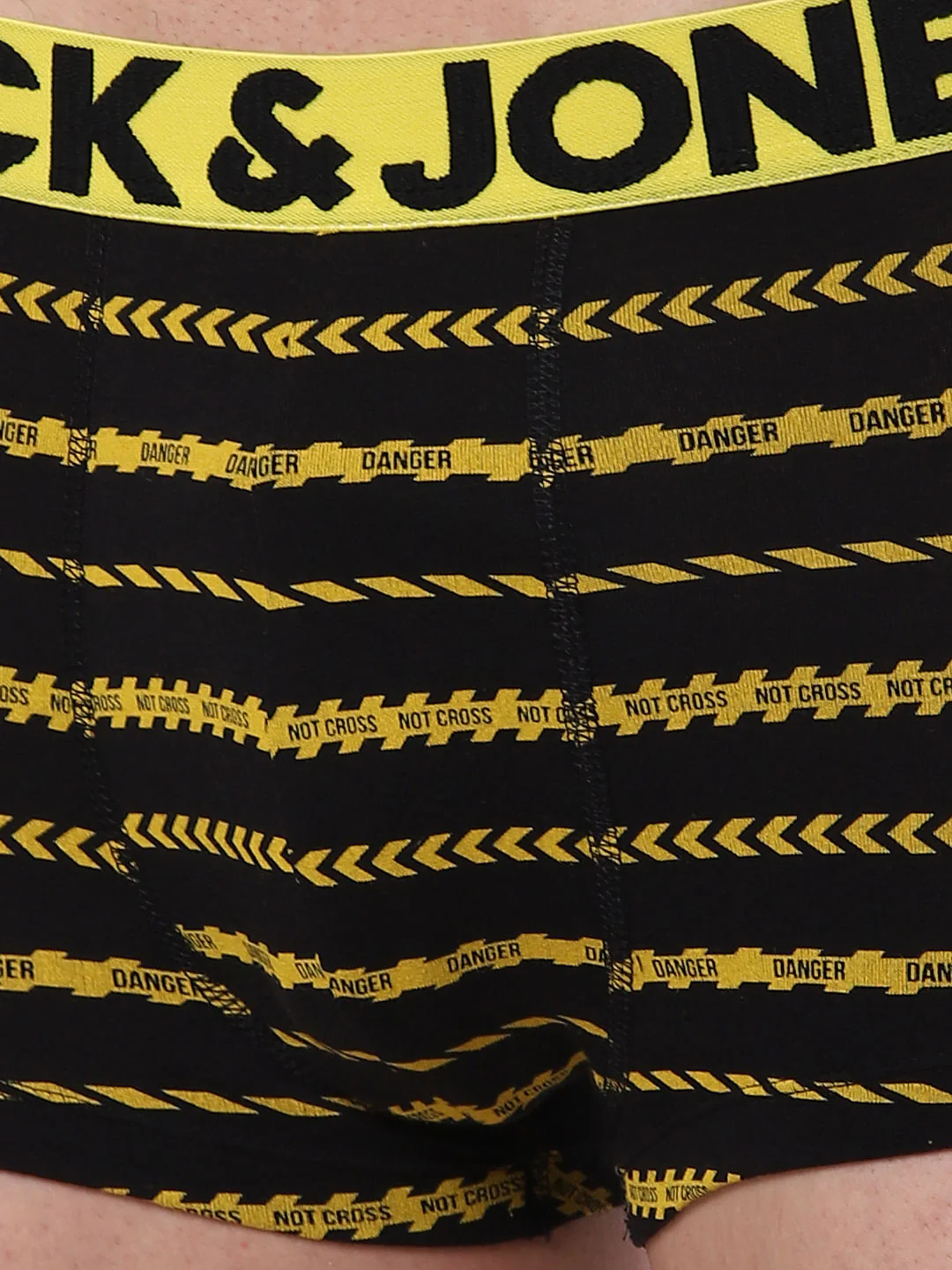 Black Caution Striped Brazilian Trunks - Image 4