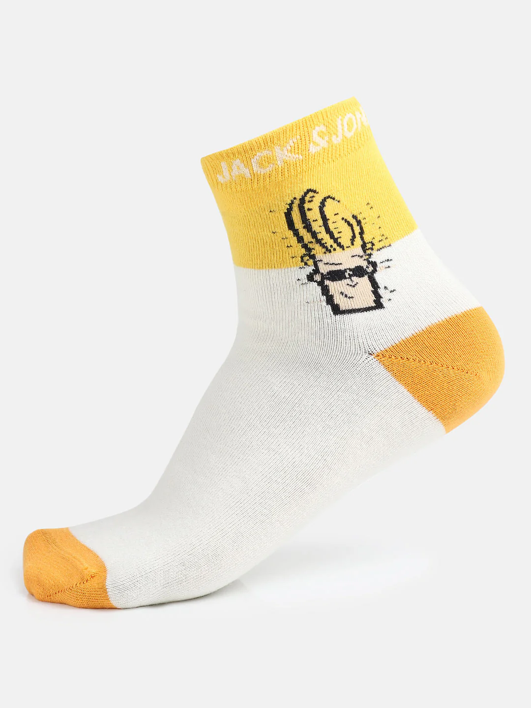 X Johnny Bravo White Colourblocked Mid Calf Length Socks