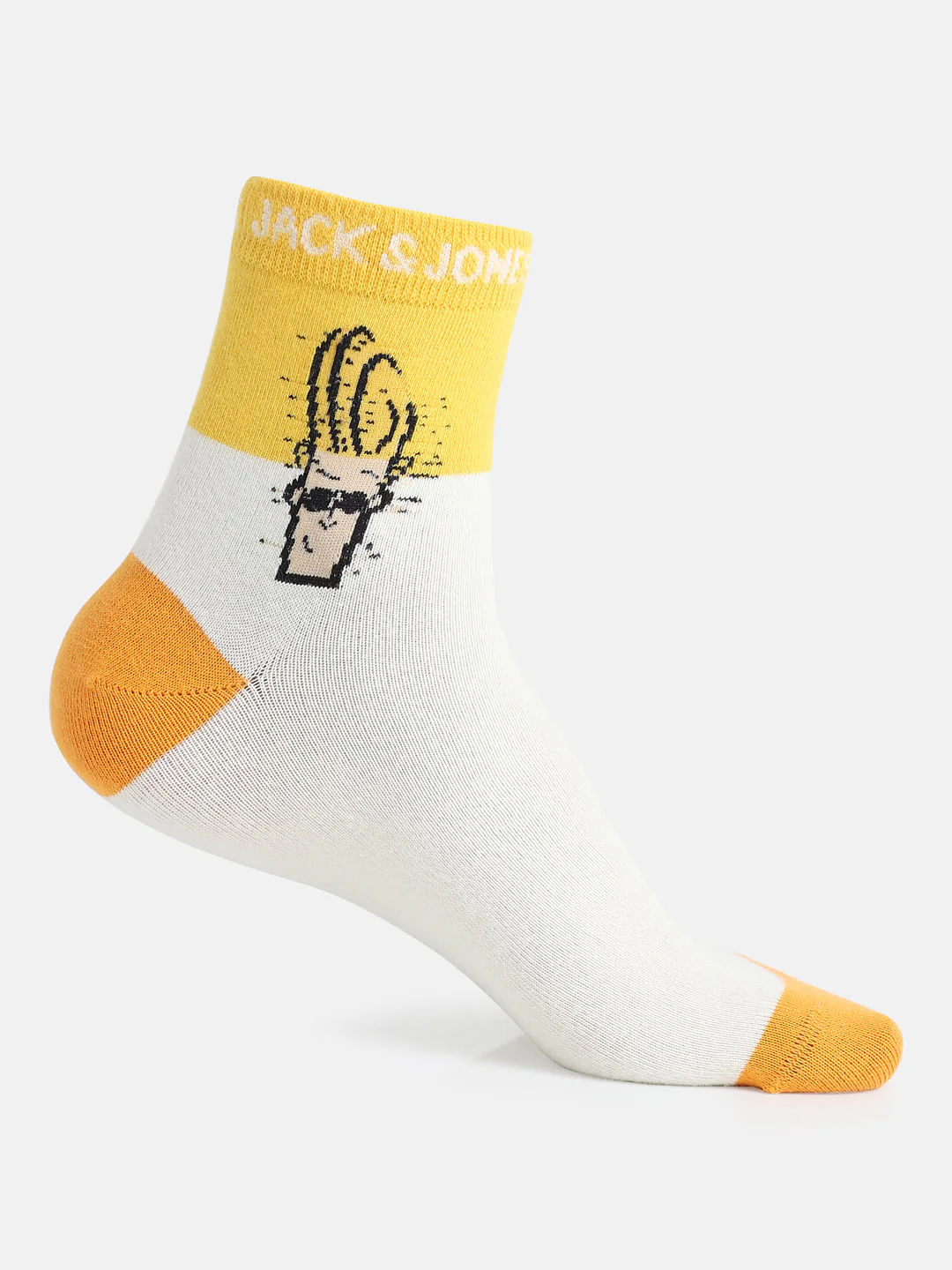X Johnny Bravo White Colourblocked Mid Calf Length Socks - Image 2