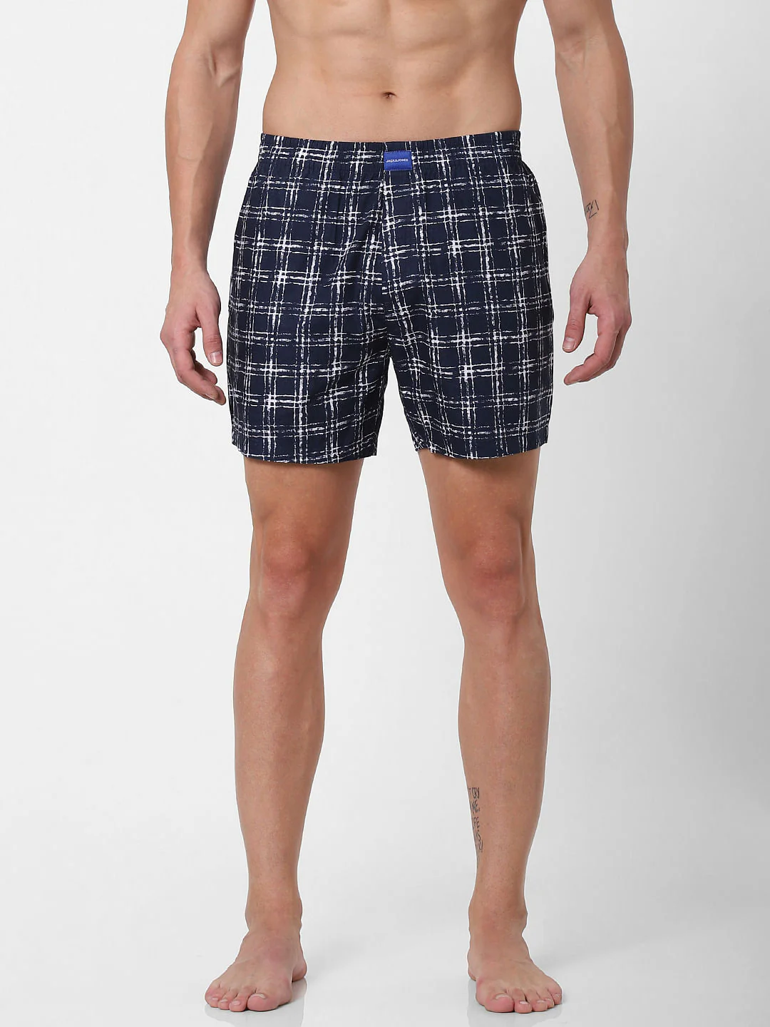 Navy Blue Check Boxers