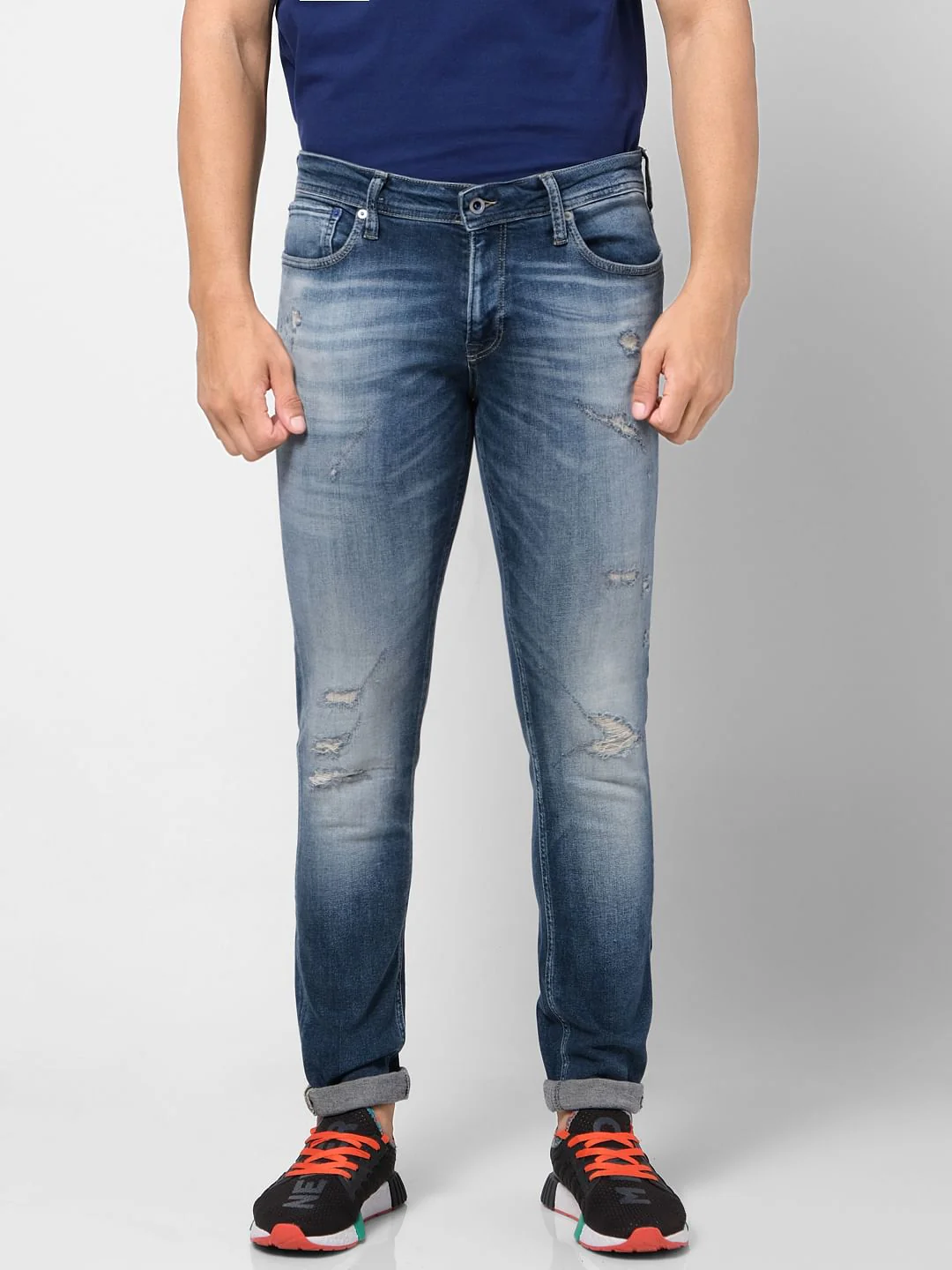 Blue Low Rise Washed Liam Skinny Fit Jeans - Image 2