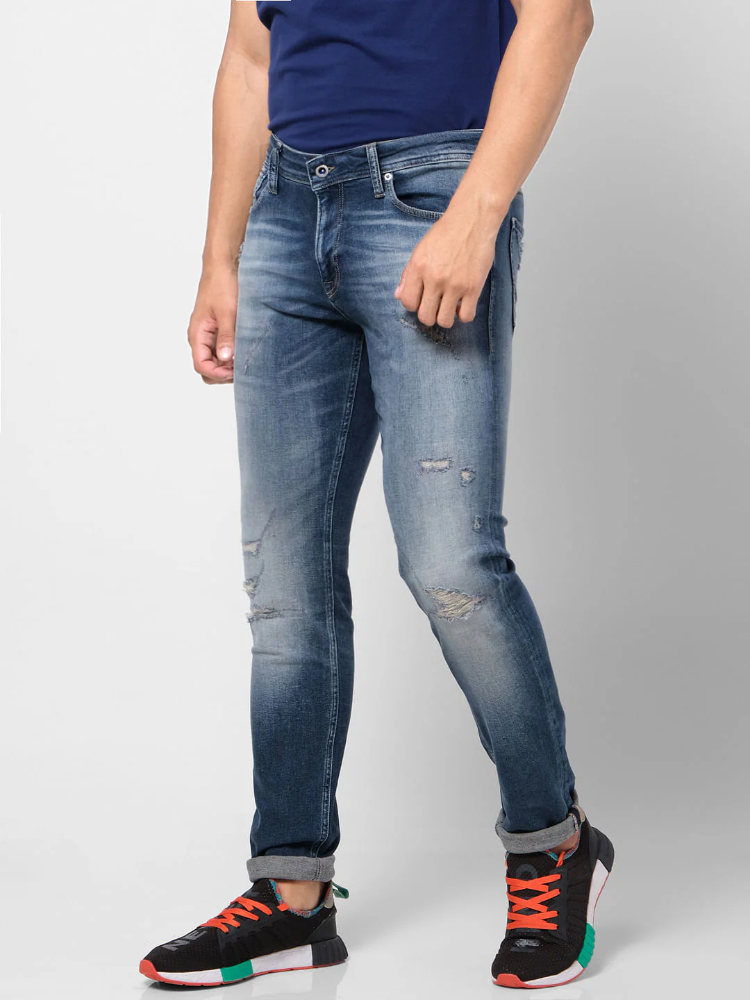 Blue Low Rise Washed Liam Skinny Fit Jeans - Image 3