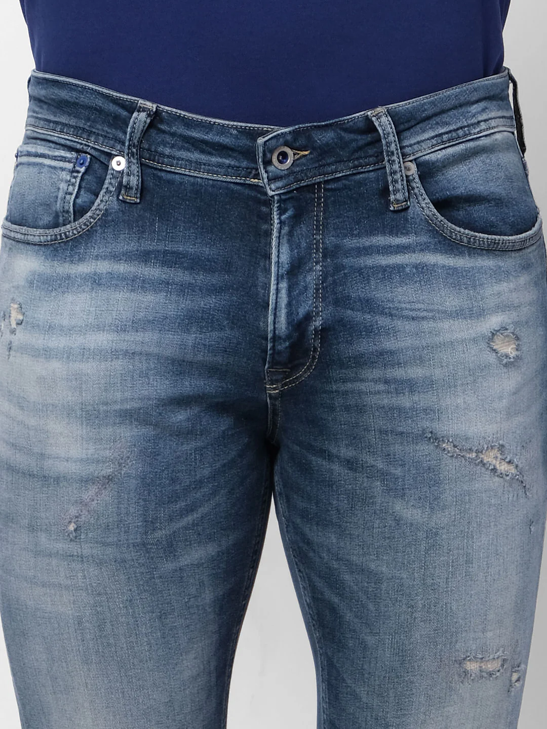 Blue Low Rise Washed Liam Skinny Fit Jeans - Image 6