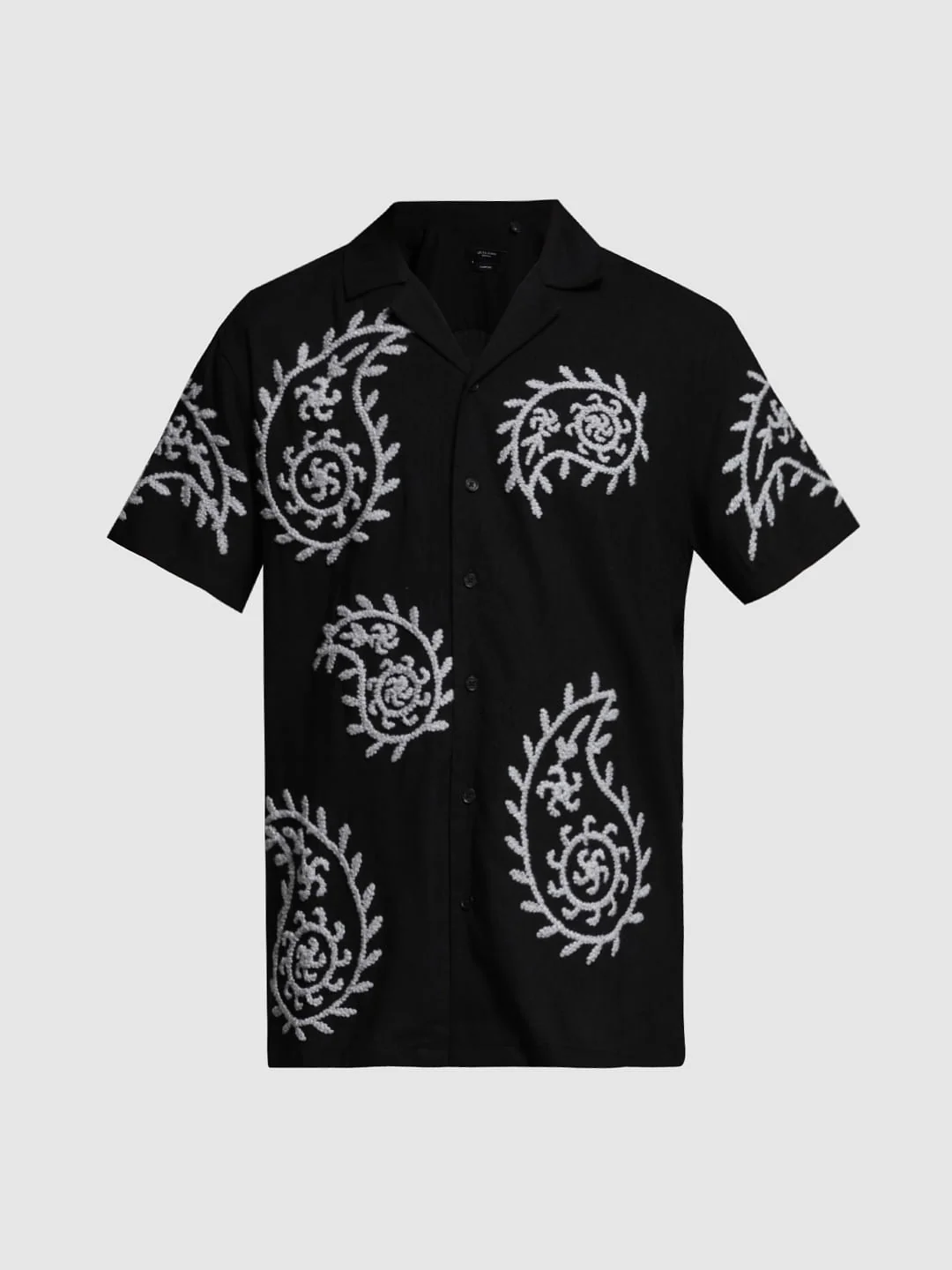 Black Embroidered Short Sleeves Shirt - Image 7