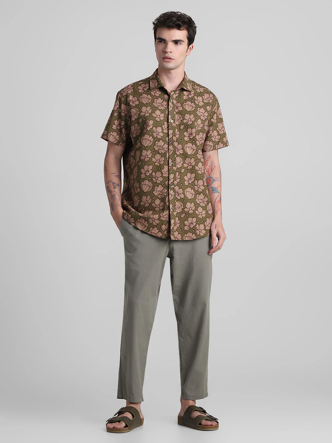 Green Floral Short Sleeves Shirt - Image 6