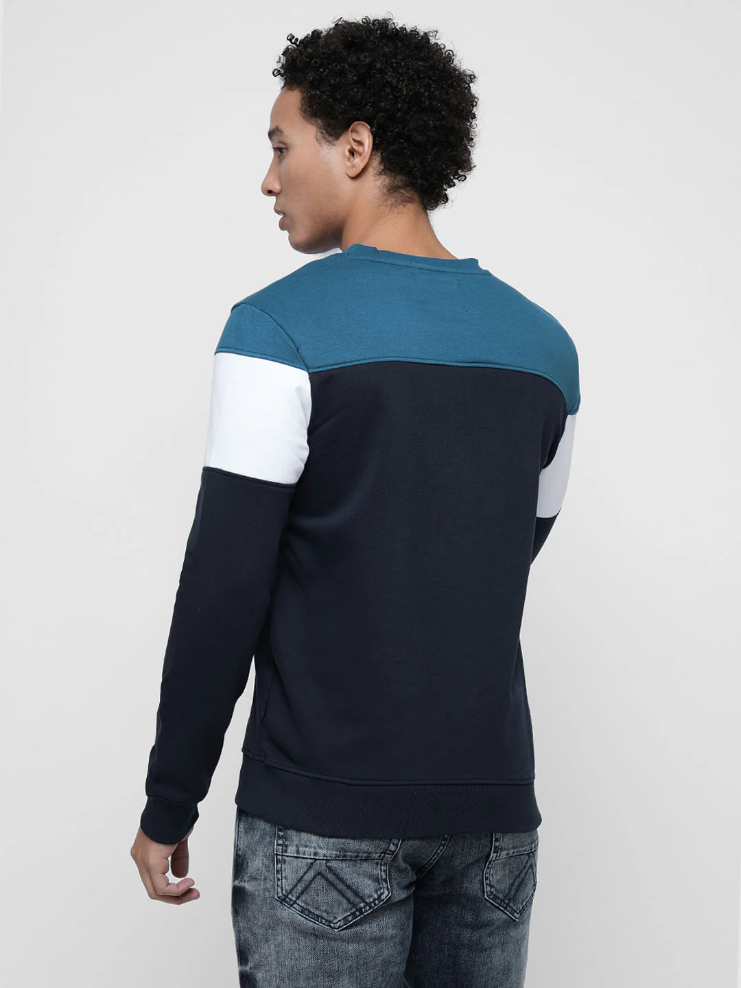 PRODUKT by JACK&JONES Blue Colourblocked Print Sweatshirt - Image 4